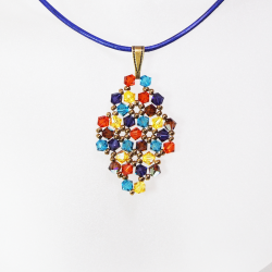 Pendant 40cm - Xochitl Rhombus S-Purple Leather - Pendant 40cm - Laiton bronze